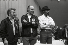 UAW Constitutional Convention, Atlantic City; 1972. United National Caucus members Pete Kelly, unknown, Jordan Sims.