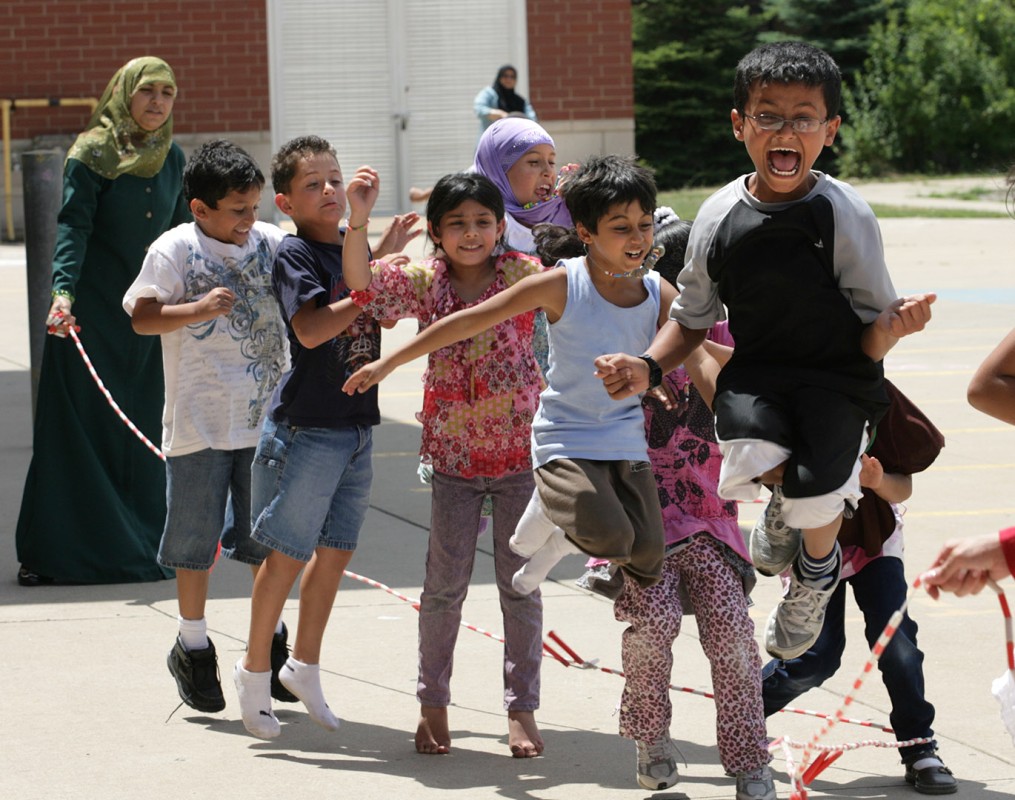 Group jump rope is a challenge before some are weeded out during an ACCESS summer youth program; 2011.
