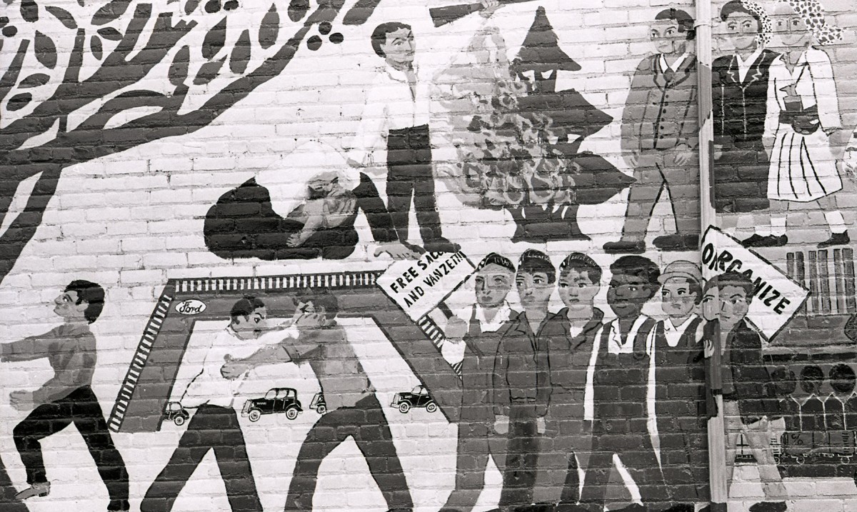 ACCESS Building murals depicting labor struggles at the local Ford plants, 1980.