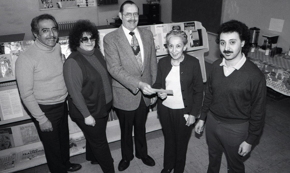 ACCESS board Don Unis, Helen Atwell, Rev. Bill Gepford, Aliya Hassan, Ismael Ahmed; 1982.