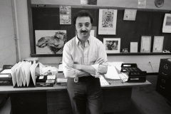 Ismael Ahmed in the ACCESS offices; 1987.