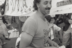 Ismael Ahmed joins protestors during the 1980 Republican Convention in downtown Detroit.