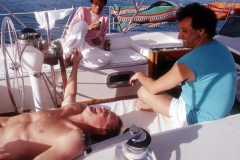 Bareboat charter out of Tortola through the British Virgin Islands; 1988.Ismael and Peggy Ahmed, Henry Lyon, Alex Lau.