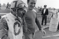In 1977 Northville Downs held full racing. We followed the days of jockey Ramon Perez on the course, in practice and behind the scenes. 
Reporter Mike Scanlon talks with Perez between races.